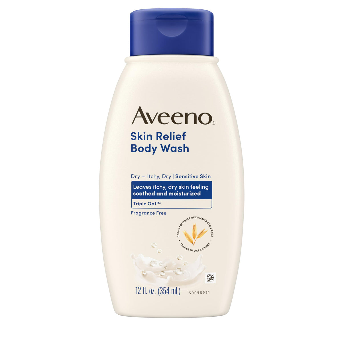 Aveeno front packaging showing product label and soothing benefits