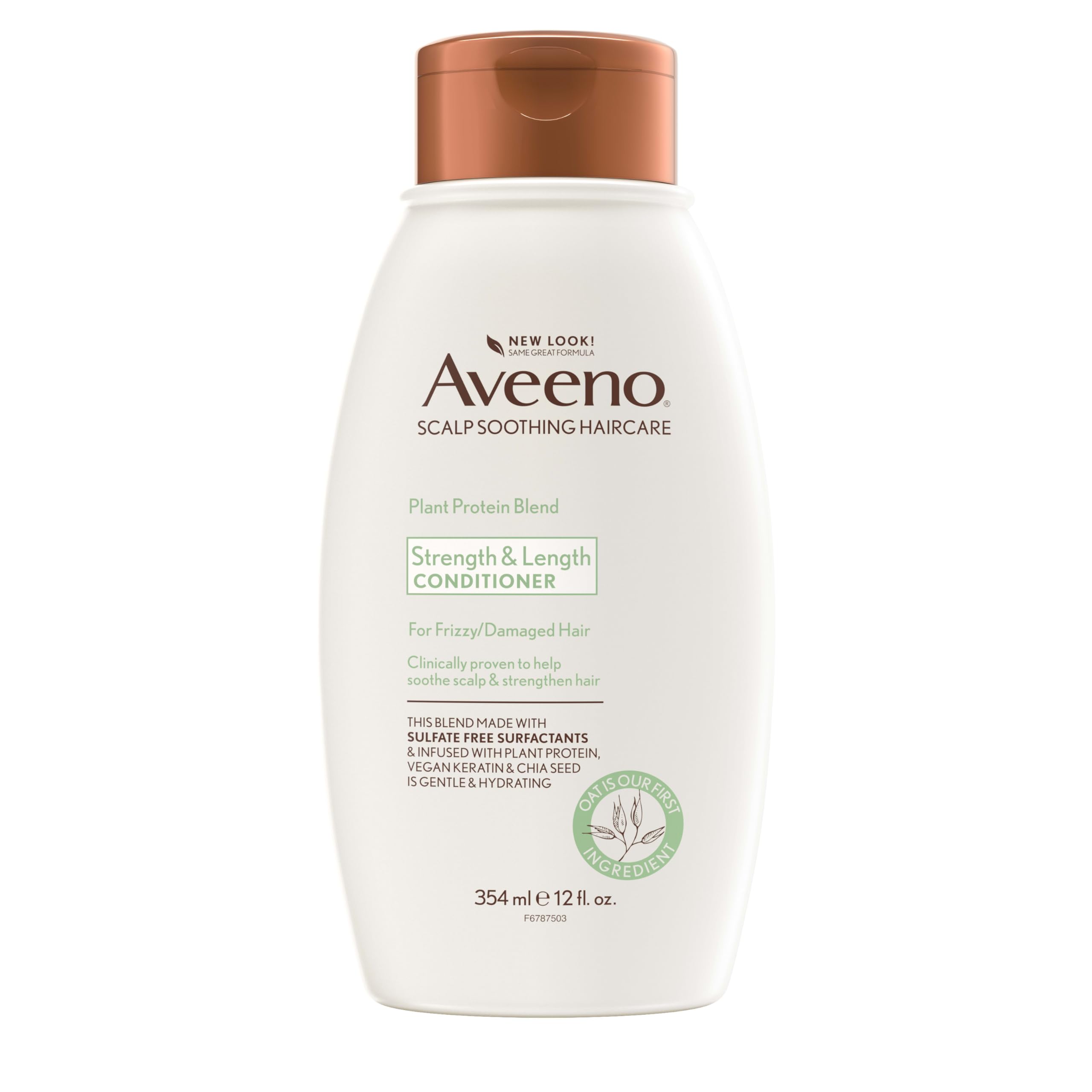 Aveeno front packaging showing strength and length benefits