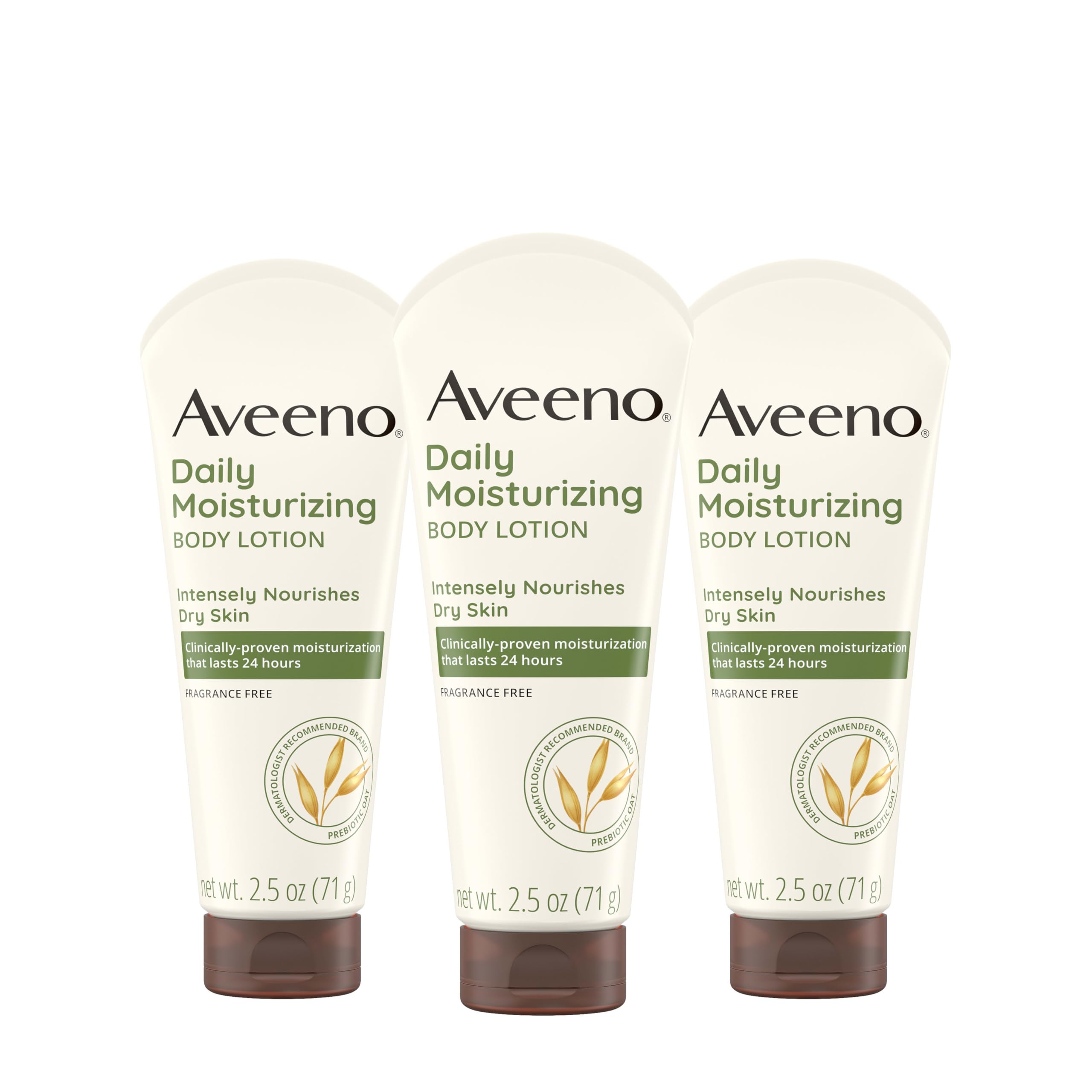 Aveeno travel pack front packaging showing three bottles and convenient value