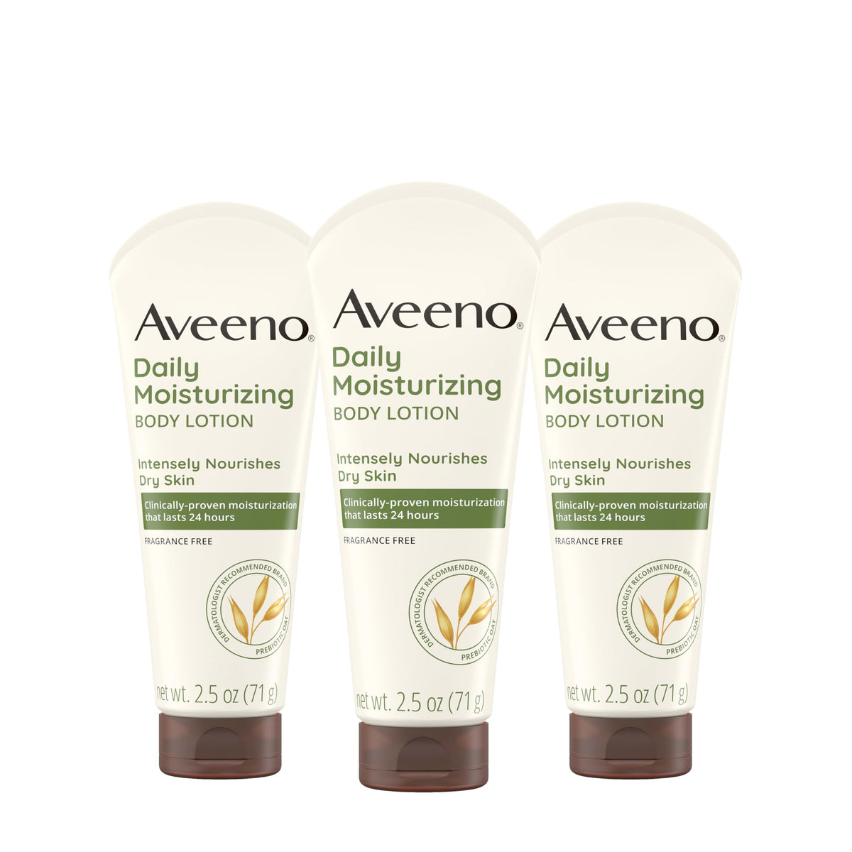 Aveeno travel pack front packaging showing three bottles and convenient value