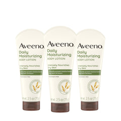 Aveeno travel pack front packaging showing three bottles and convenient value