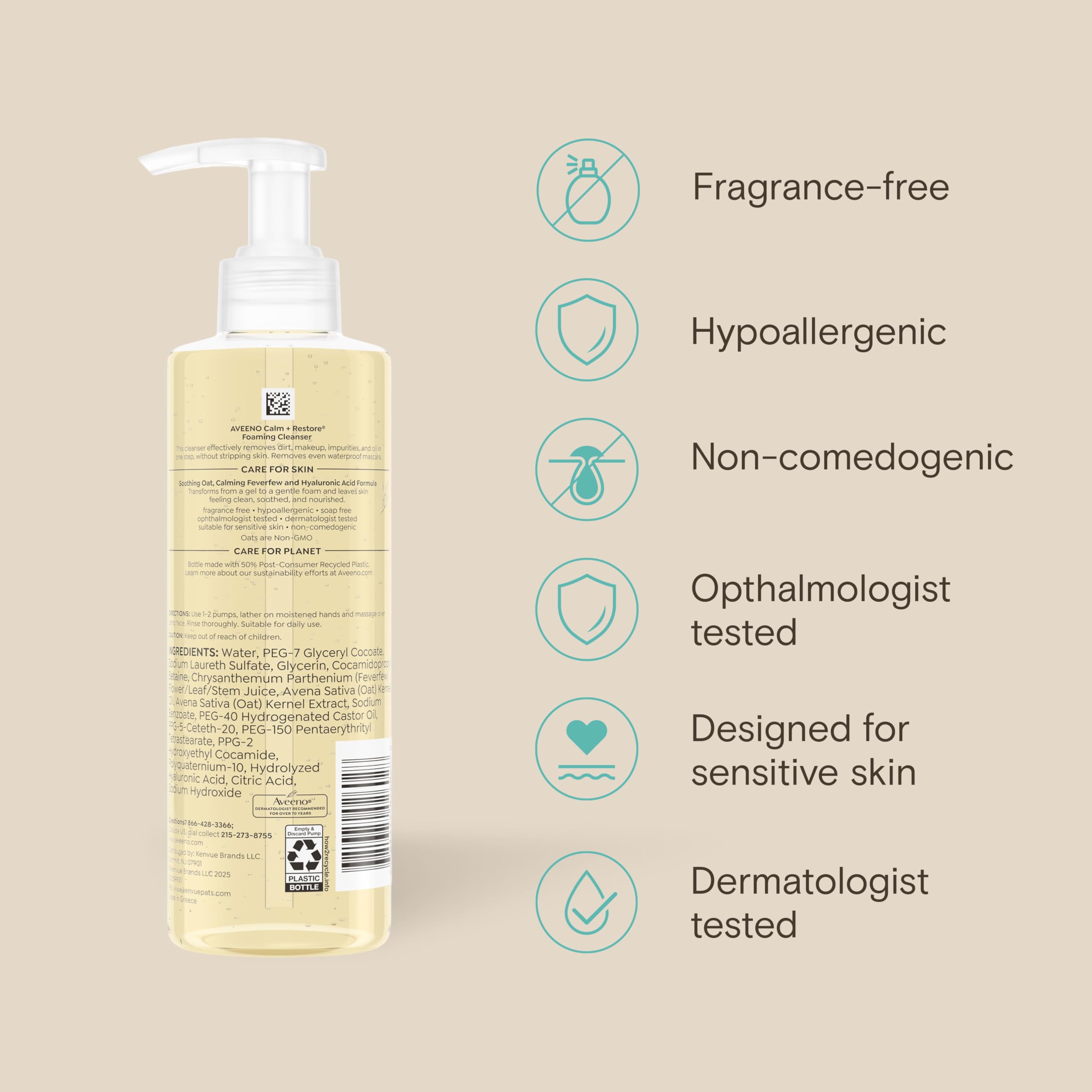 Aveeno ingredient blend visual of oat and feverfew supporting skin comfort