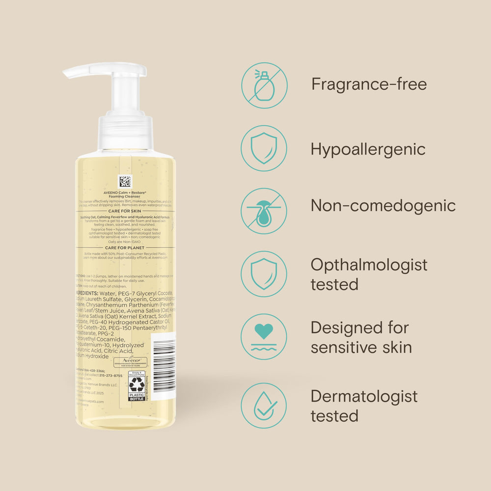 Aveeno ingredient blend visual of oat and feverfew supporting skin comfort