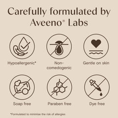 Aveeno ingredient list label detail showing clean formula benefits