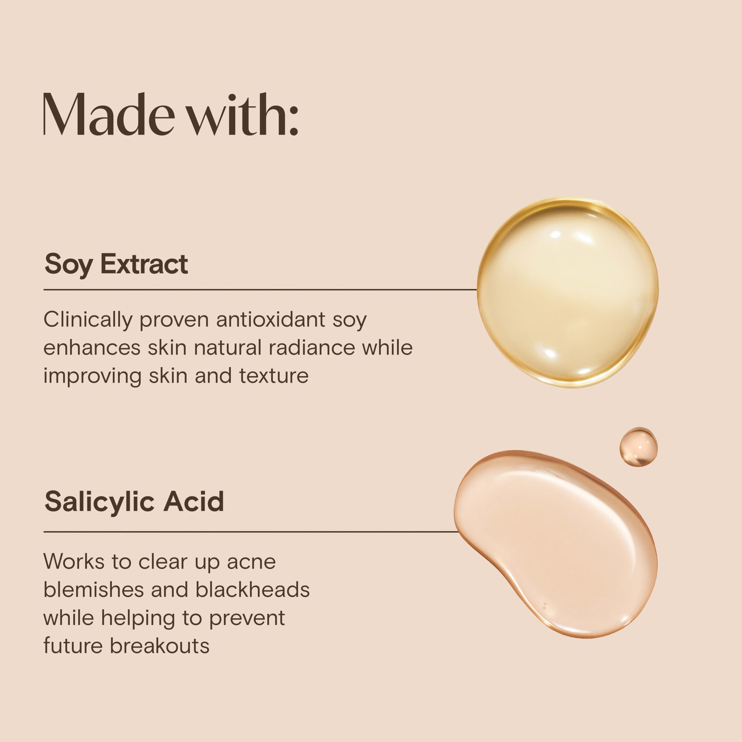 Aveeno soy extract ingredient visual emphasizing tone-improving benefit