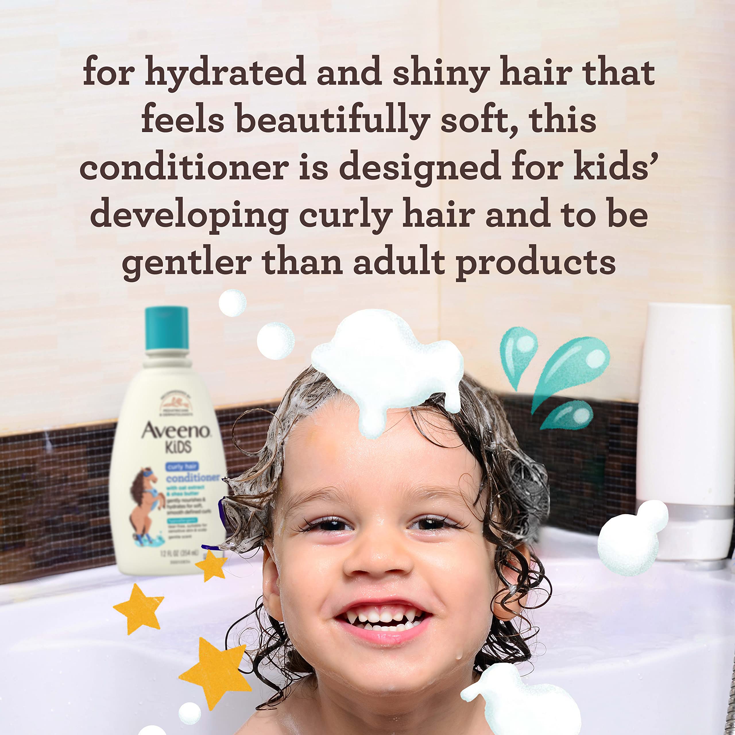 Aveeno Baby pump dispensing conditioner showing smooth creamy texture and control