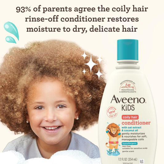 Aveeno Baby label close-up highlighting oat extract and coconut oil benefits