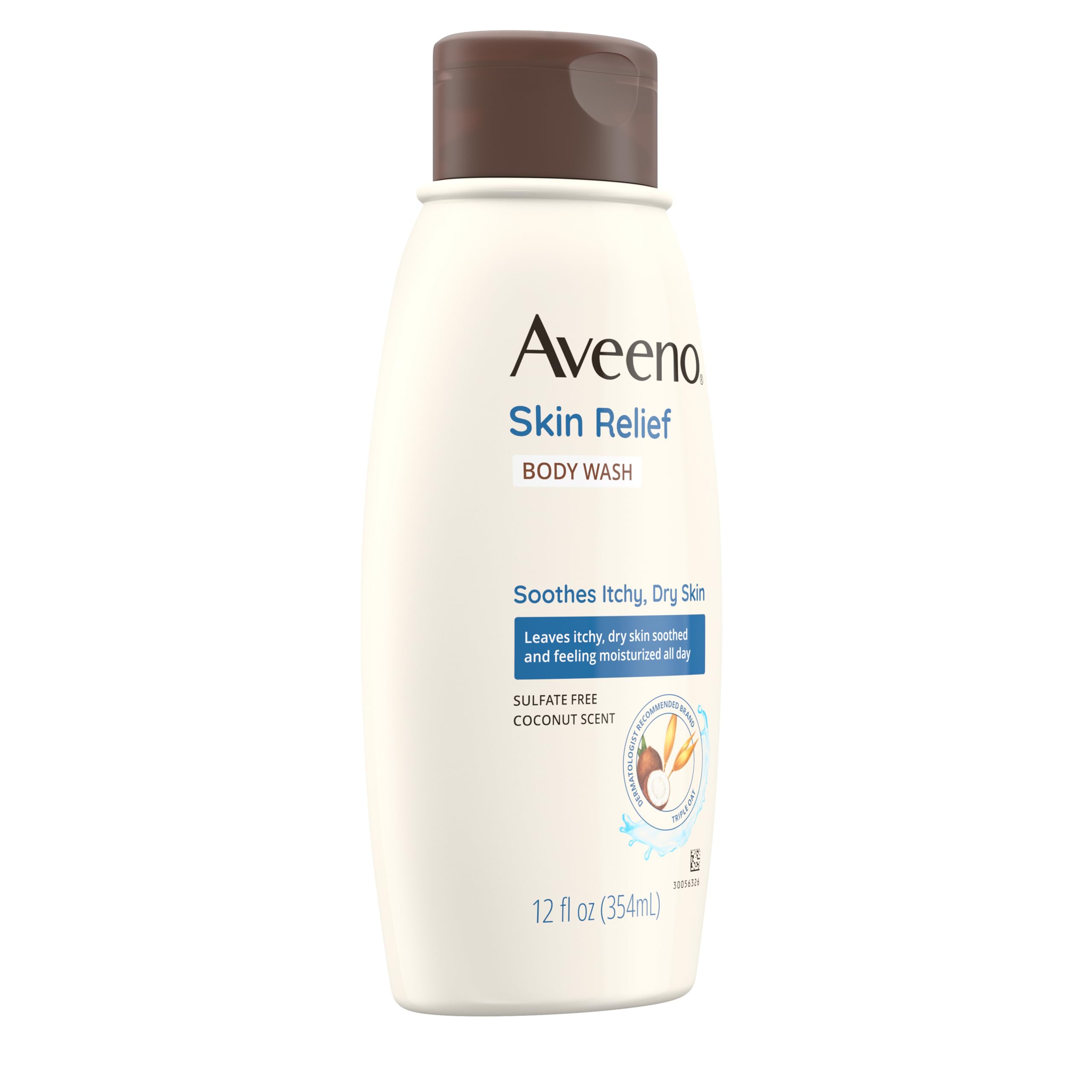 Aveeno label and ingredients, highlights dye-free and allergy-tested benefit