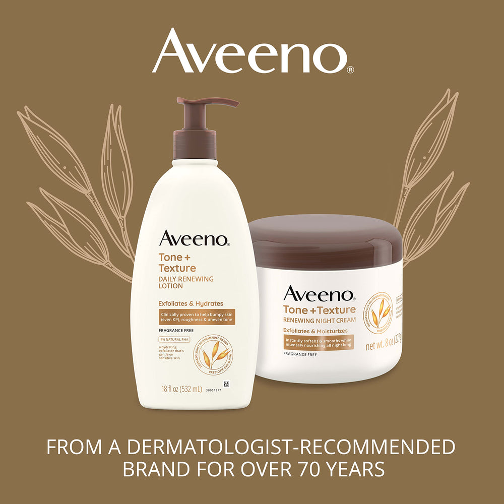 Aveeno product label listing prebiotic oat and 6% natural PHA