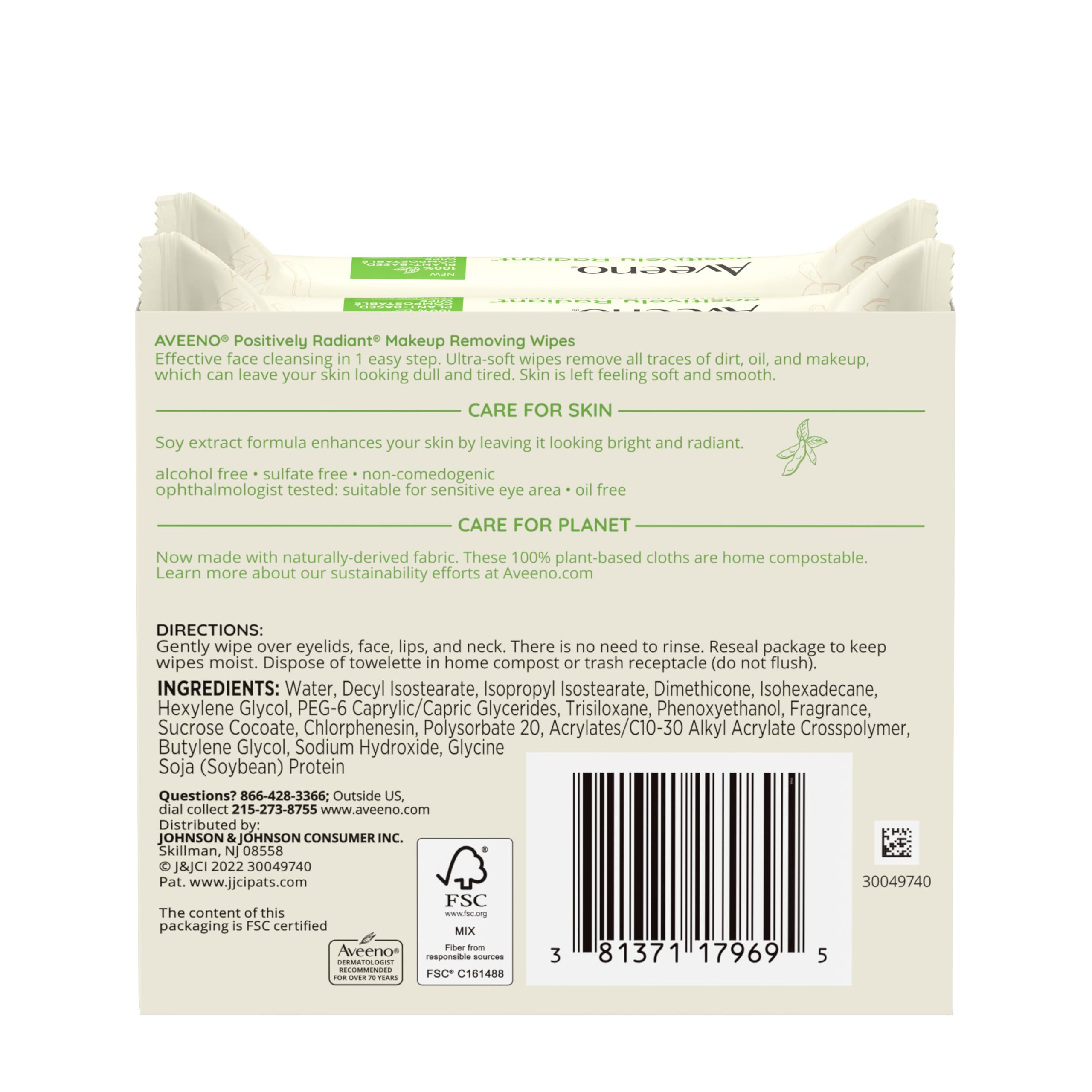 Aveeno wipes displayed on bathroom counter for daily routine
