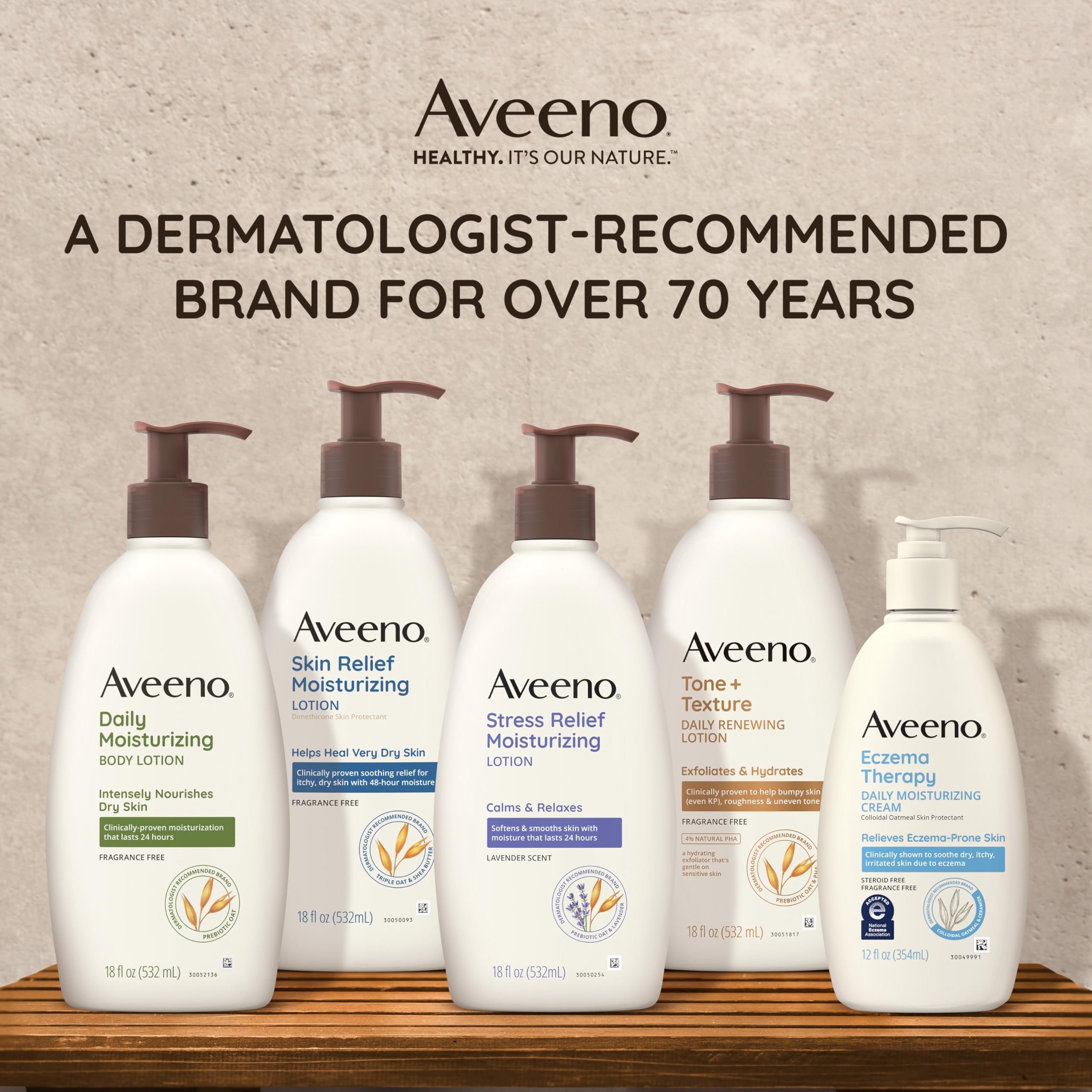 Aveeno bottle on bathroom counter for daily skincare routine
