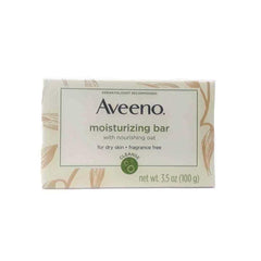 AVEENO bar close-up texture with colloidal oatmeal highlights soothing moisturizers