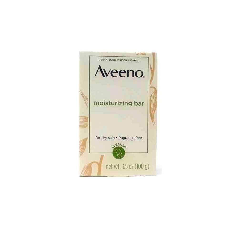 AVEENO moisturizing bar front packaging showing pack of eight, promotes gentle cleansing
