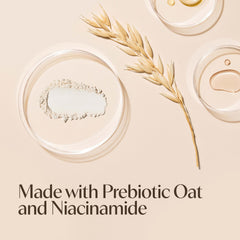 Aveeno oat and niacinamide ingredients visual showing calming and smoothing benefits
