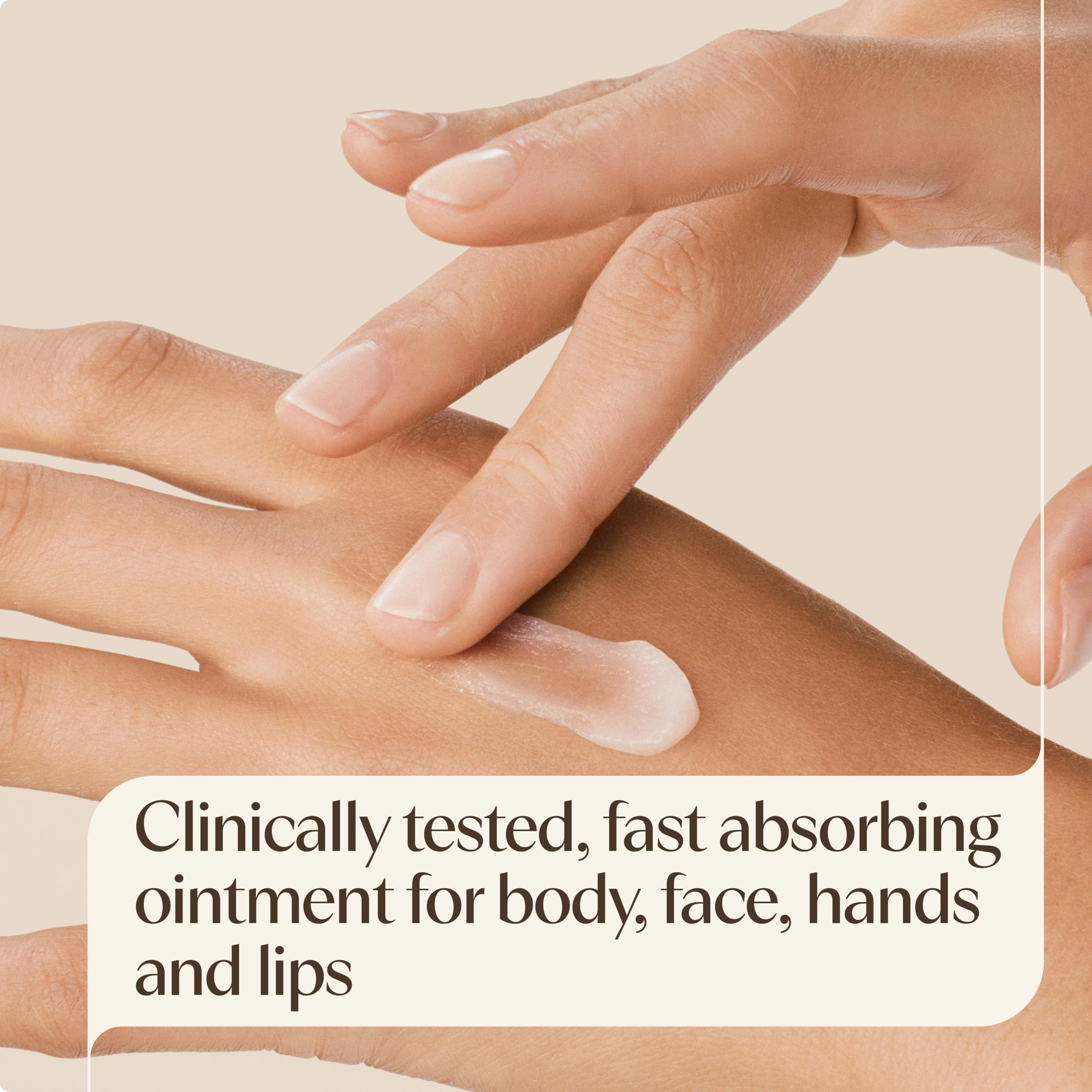 Applying Aveeno ointment to hands for immediate hydration