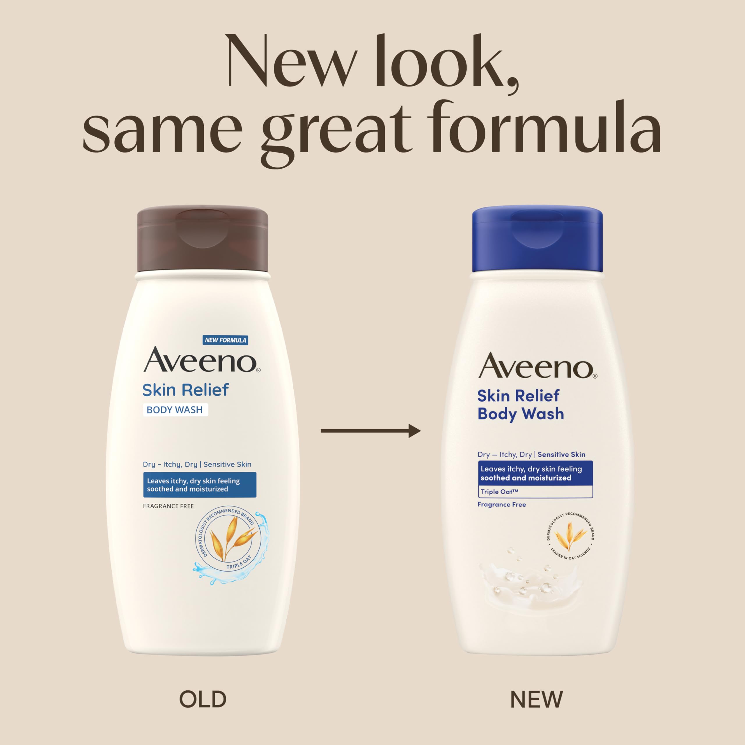 Aveeno label close-up highlighting Triple Oat formula and gentle care