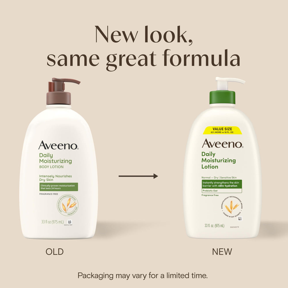 Aveeno label close-up highlighting ingredients and gentle formula