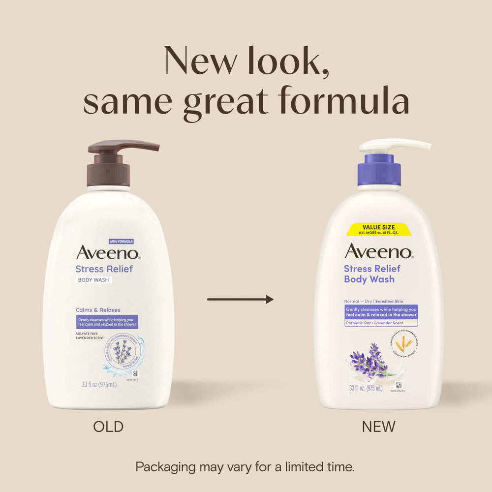 Aveeno texture close-up on pump showing creamy lather and gentle cleanse benefit