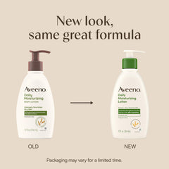 Aveeno dispensing lotion close-up showing creamy, fast-absorbing texture