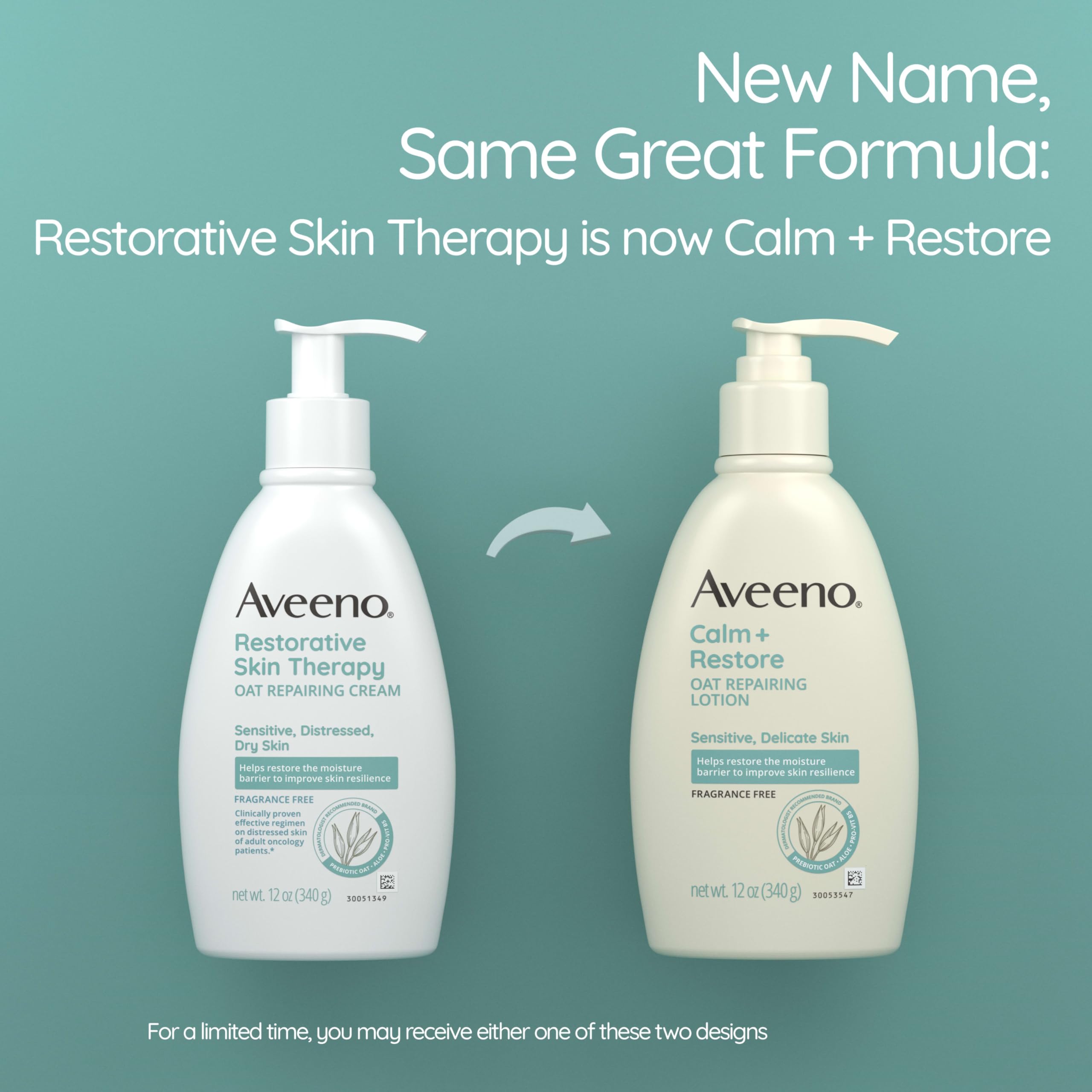 Aveeno lotion pump dispensing creamy texture for quick absorption