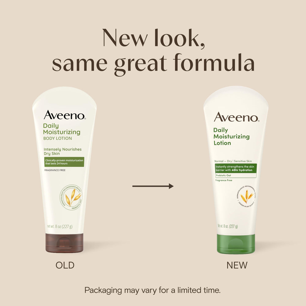 Aveeno lotion texture on fingertip demonstrating smooth, non-greasy feel