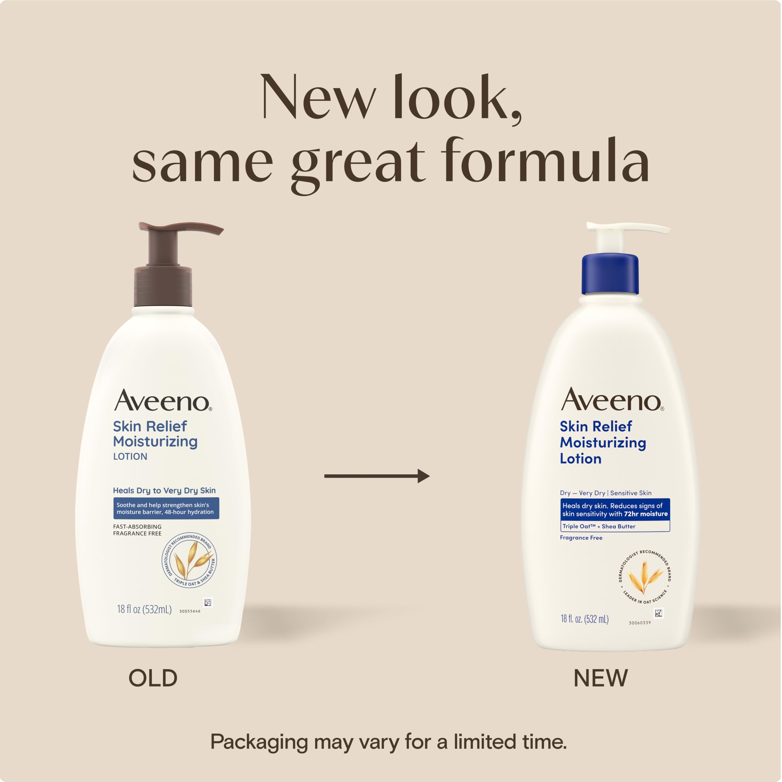 Aveeno pump dispensing lotion for quick, measured hydration