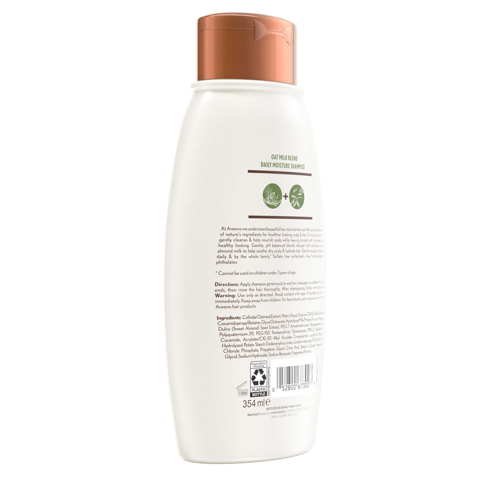 Aveeno 12 fl oz bottle held in hand showing accurate size and convenience