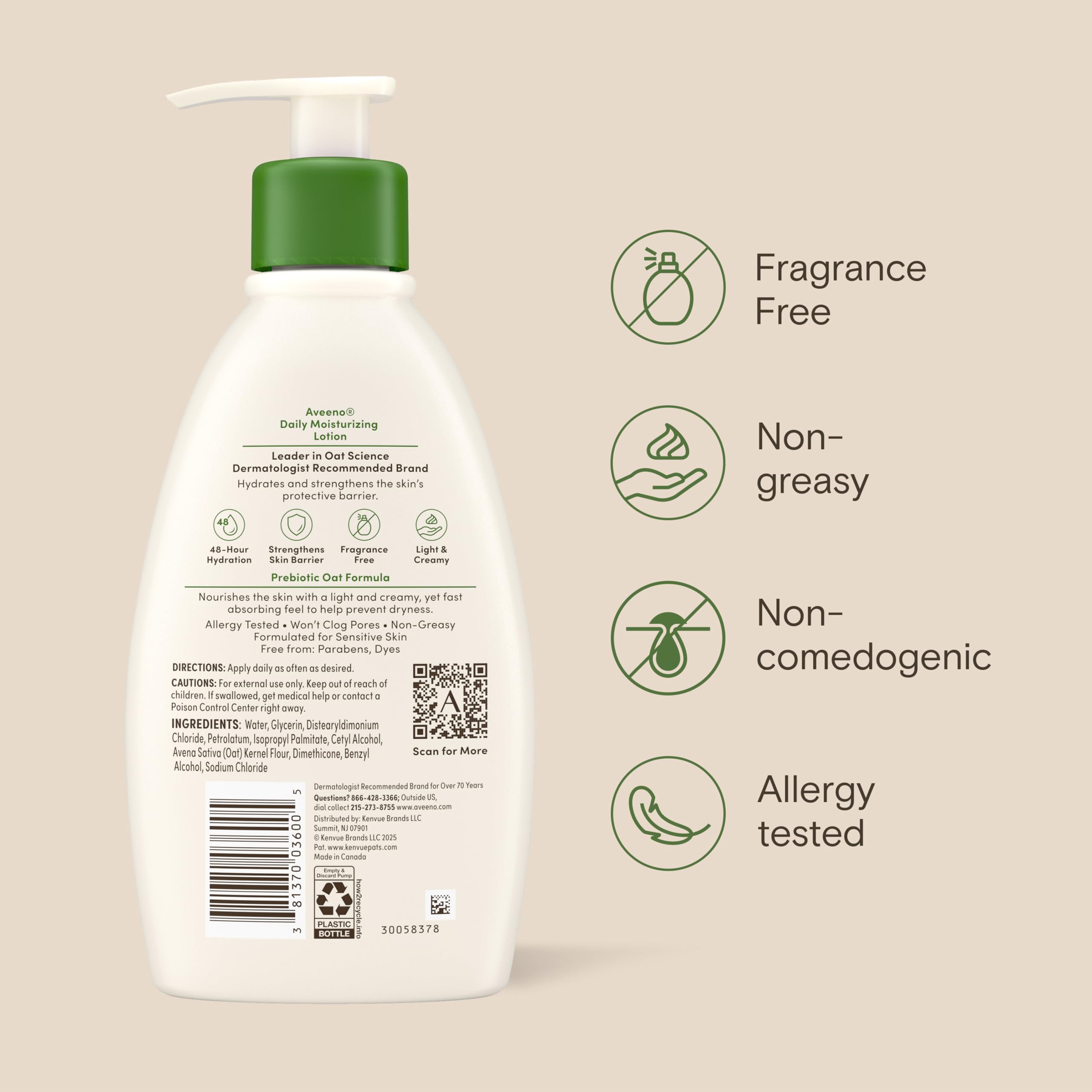 Aveeno held in hand to show 12 fl oz size for easy reference