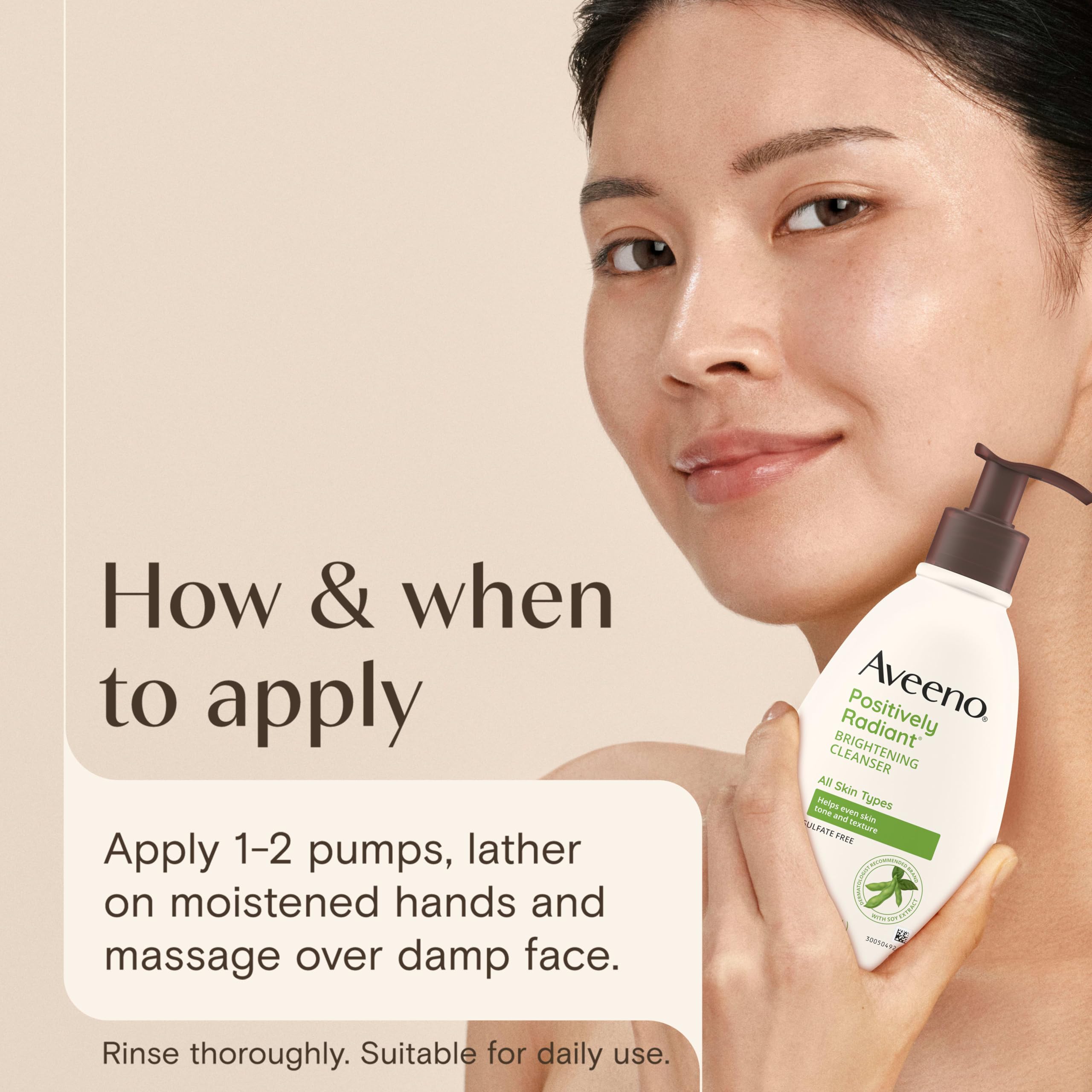 Aveeno cleanser next to sunscreen showing travel and size comparison