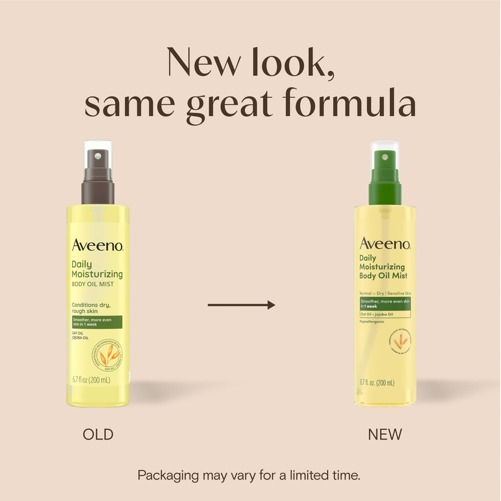 Aveeno spray nozzle close-up demonstrating even mist application and quick coverage