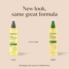 Aveeno spray nozzle close-up demonstrating even mist application and quick coverage