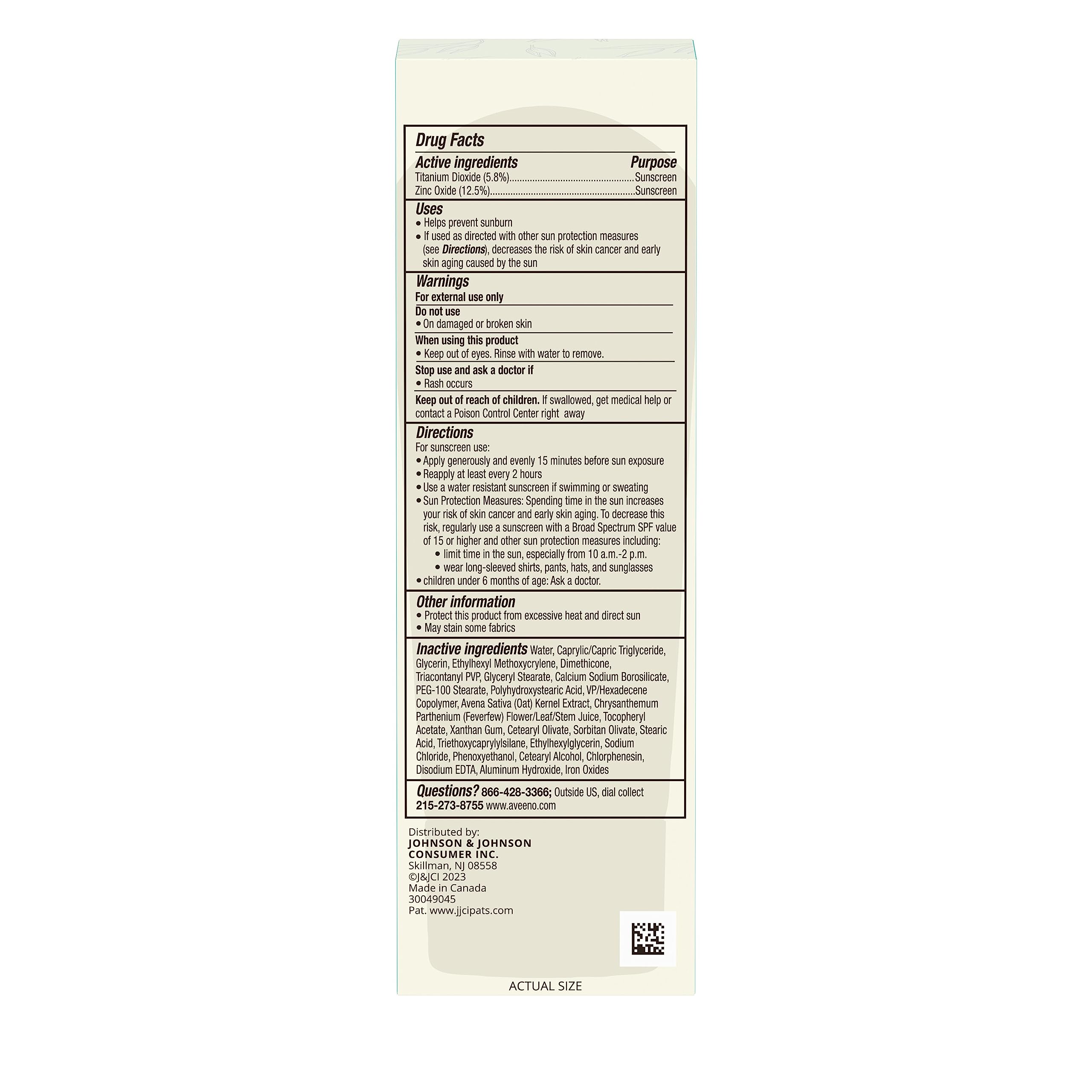 Aveeno sunscreen blended on arm illustrating sheer finish and even tone