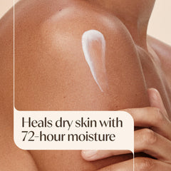 Aveeno lotion texture close-up displaying fast-absorbing finish