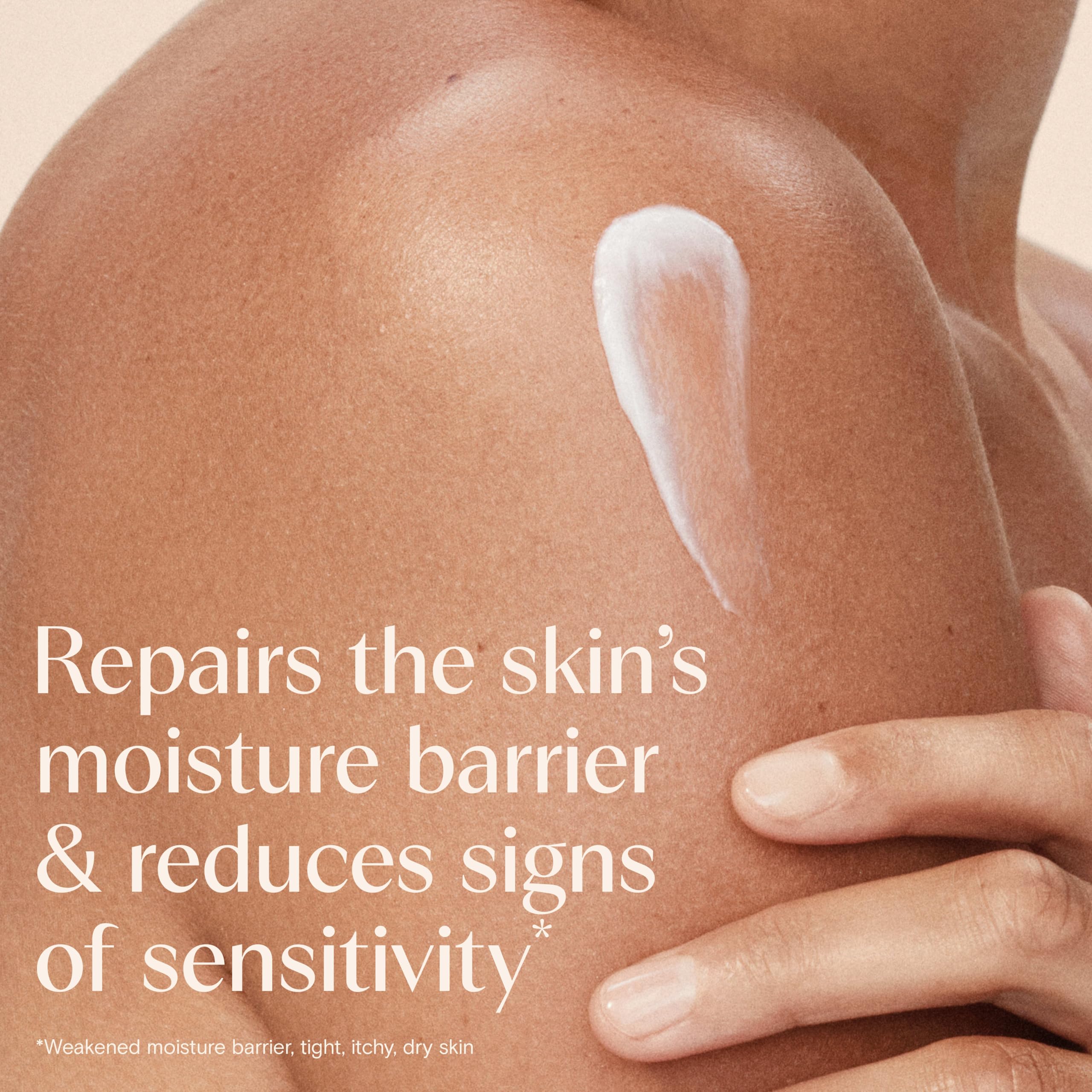 Aveeno lotion texture close-up showing creamy absorbent formula benefit