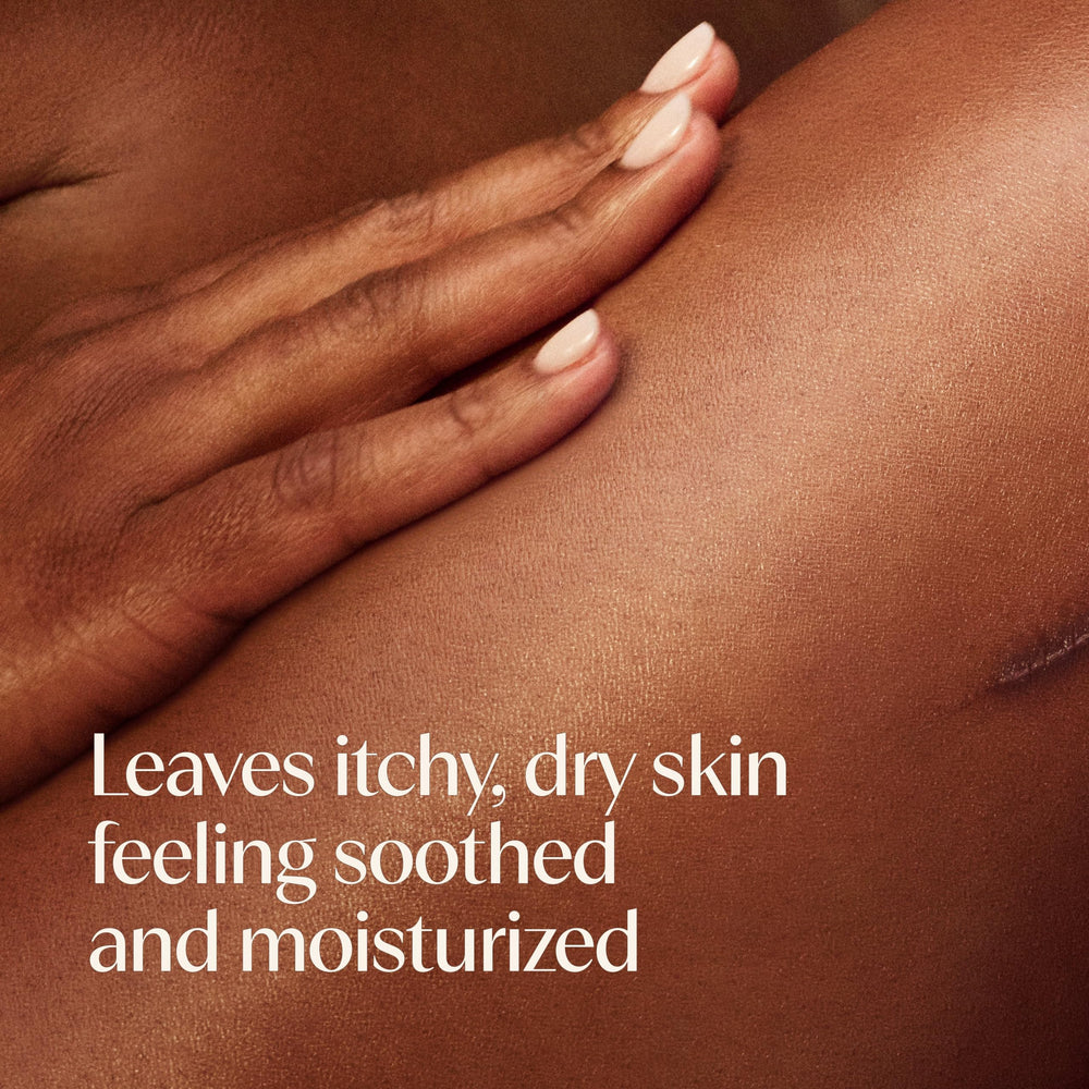 Aveeno creamy lather texture demonstrating gentle cleansing