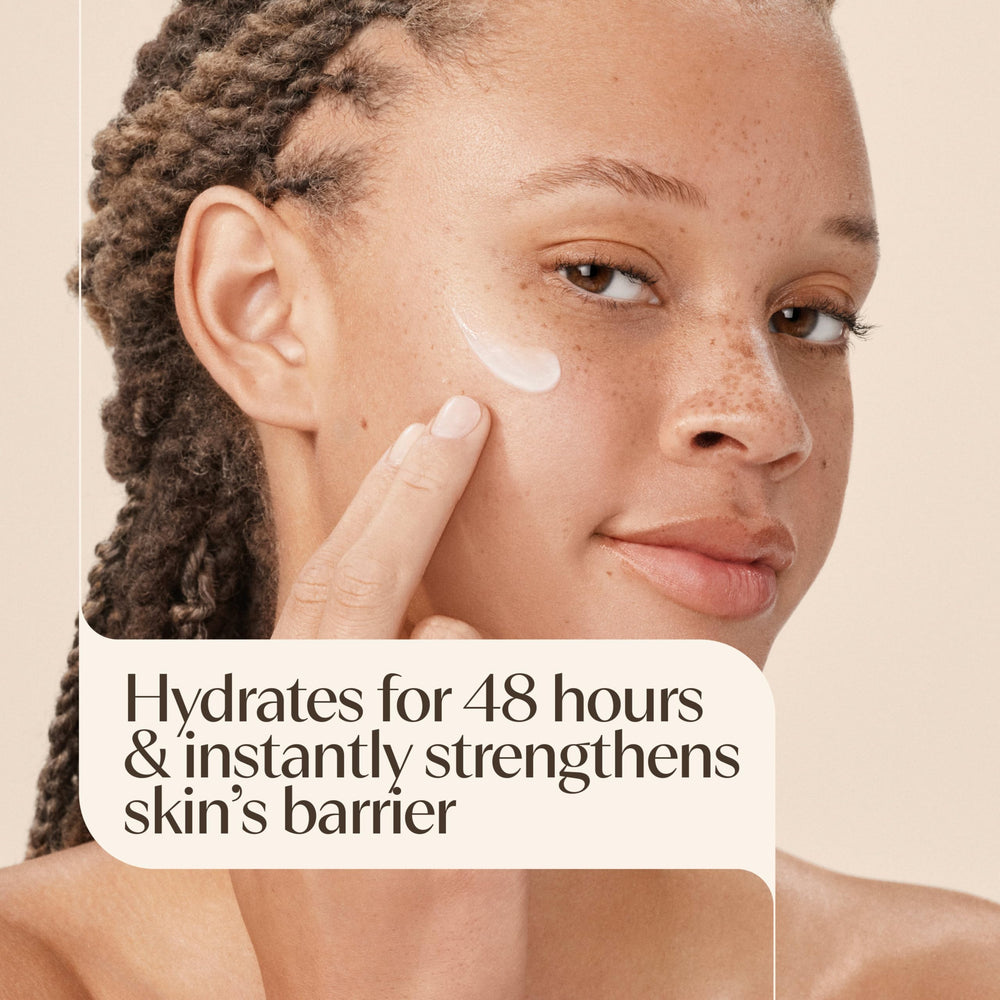 Aveeno close-up of tube label highlighting prebiotic oat and shea
