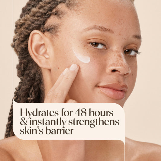Aveeno close-up of tube label highlighting prebiotic oat and shea