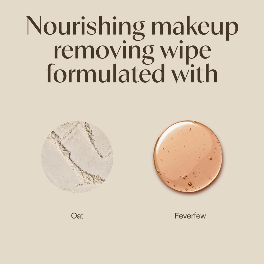 Aveeno single wipe being pulled from pack for quick makeup removal