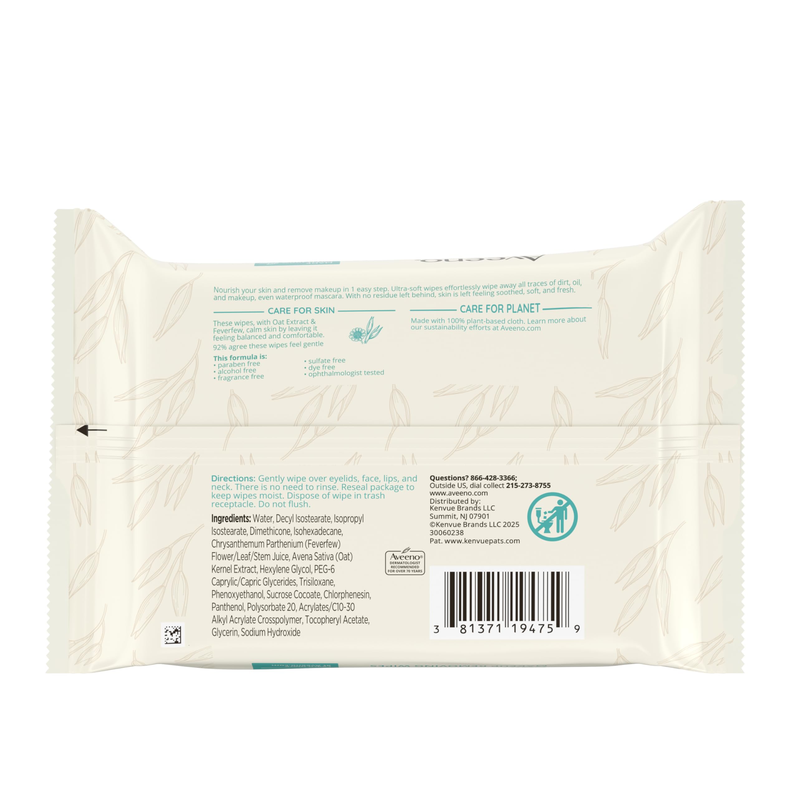 Aveeno plant fiber illustration emphasizing 100% plant-based cloth sustainability