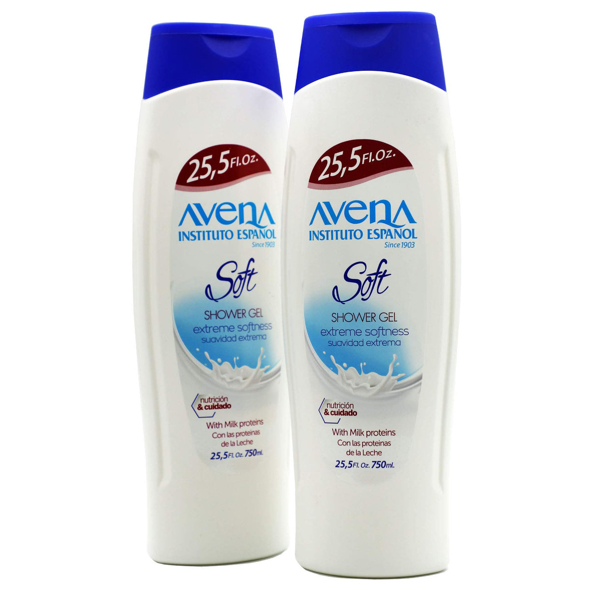 Avena Instituto Español front packaging showing two bottles and product benefit