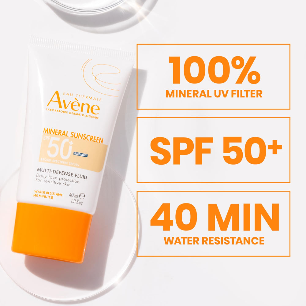 Avène applied on model's face demonstrating natural, non-whitening look