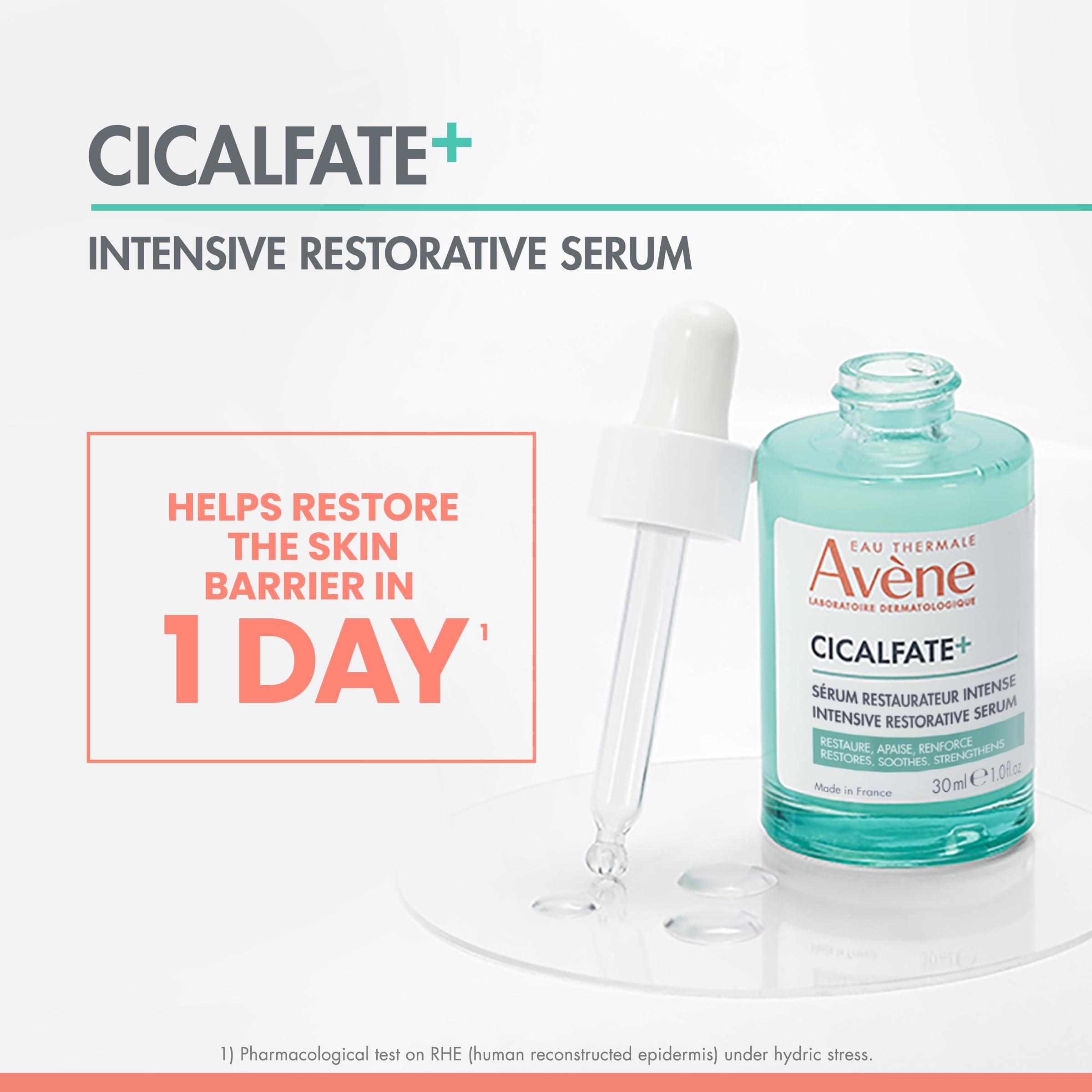 Avène Cicalfate+ pump dispenser close-up illustrating easy hygienic dosing