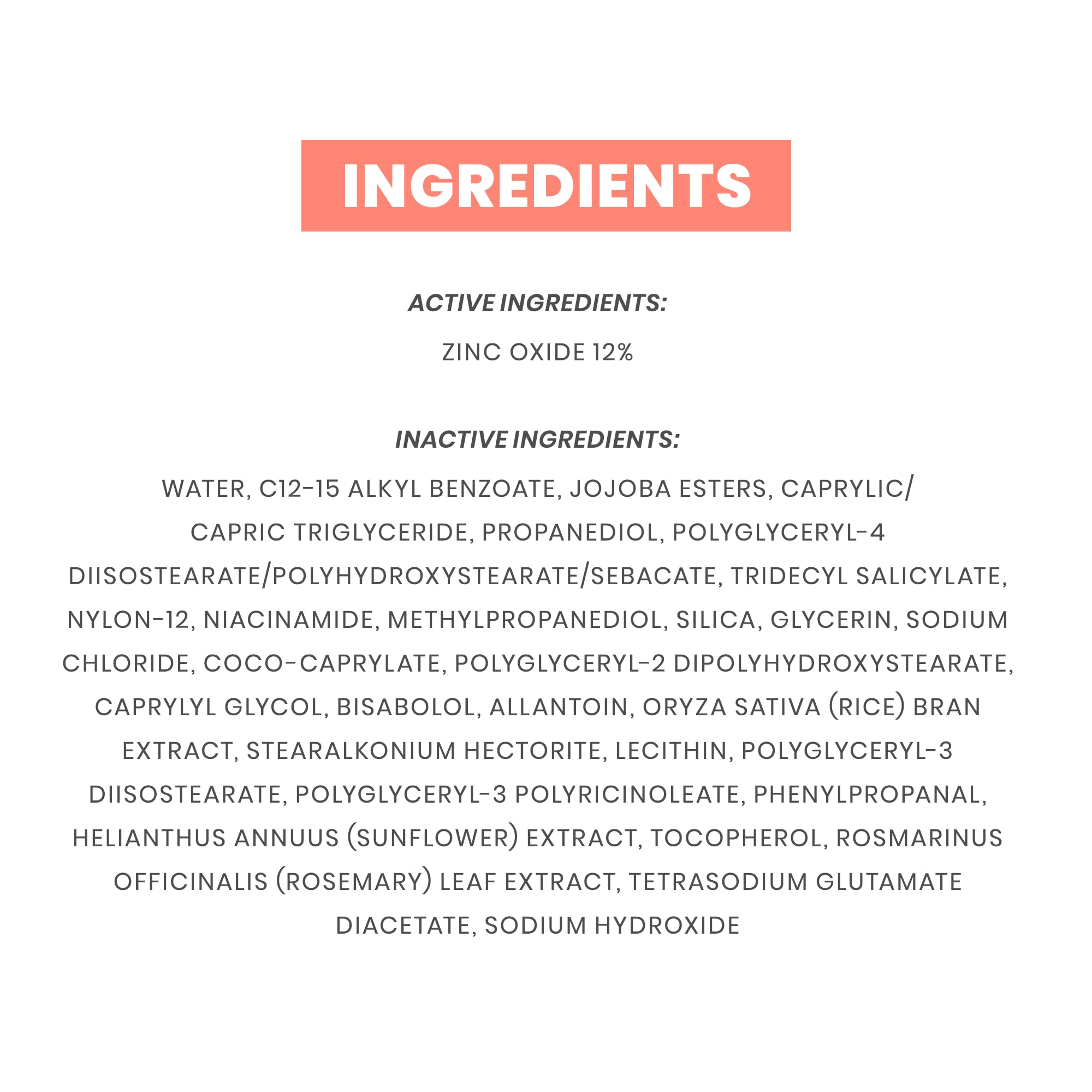Avène ingredient label close-up showing mineral filters and calming actives