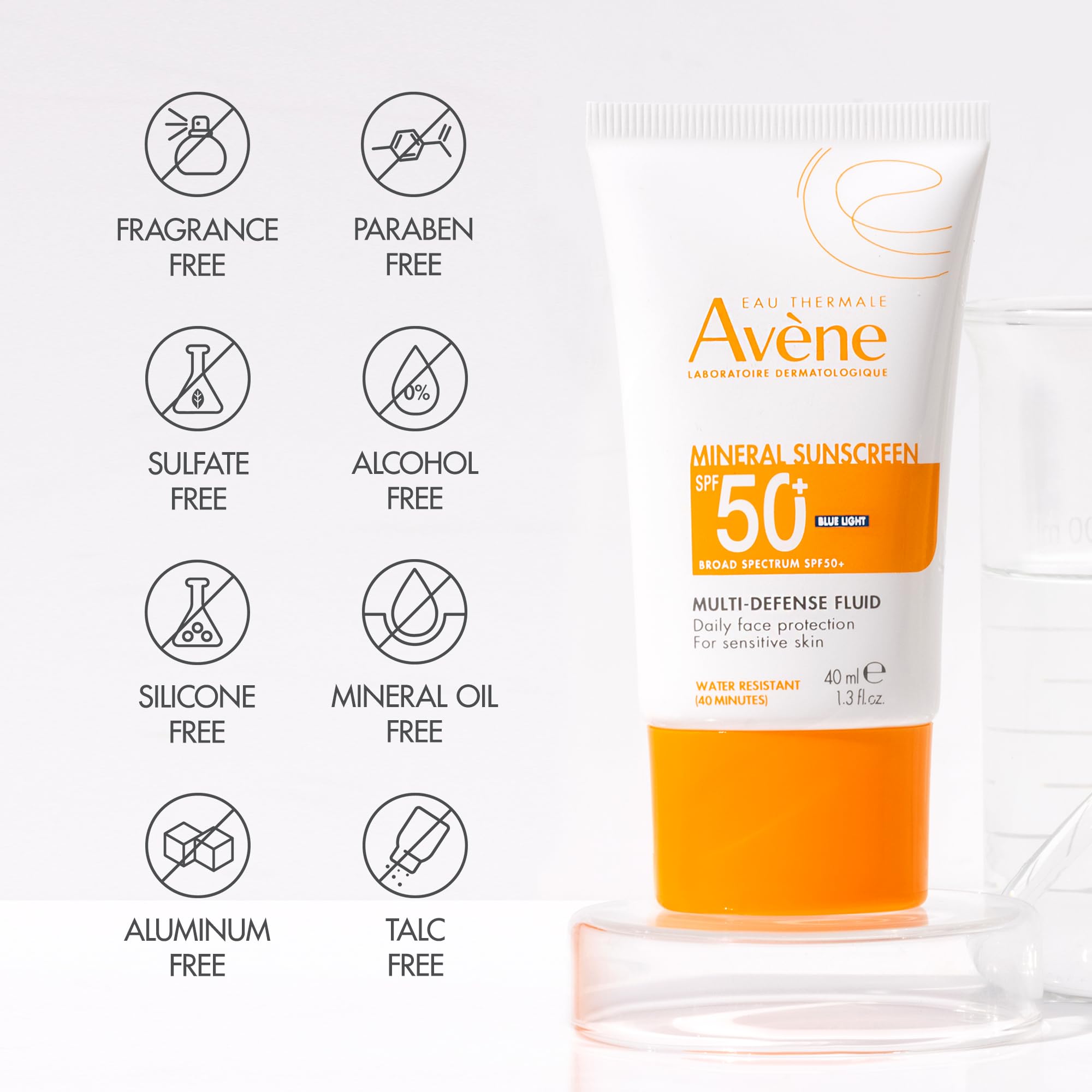 Avène applied outdoors on face protecting from sun and pollution