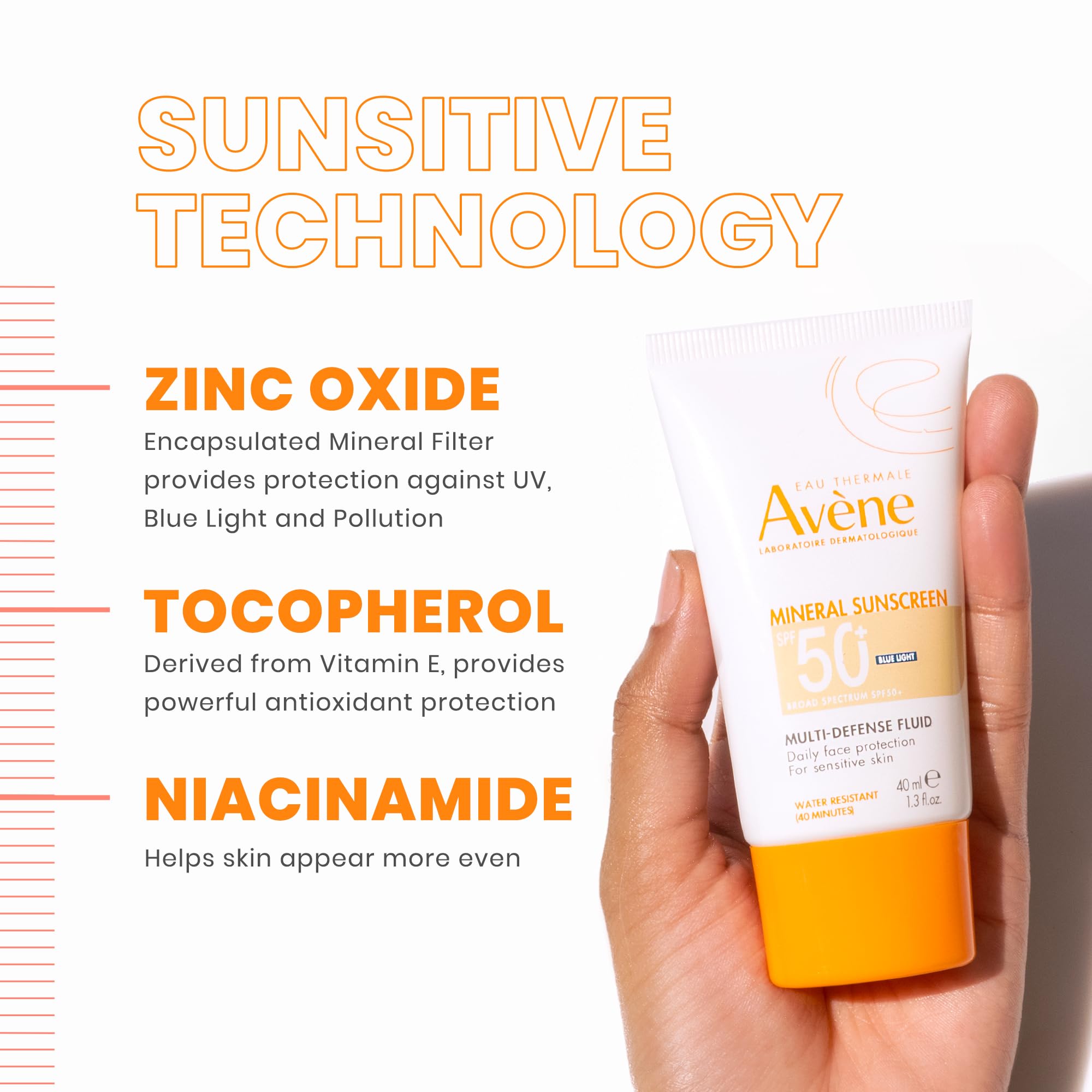 Avène 1.3 fl oz tube next to a credit card for portable size benefit
