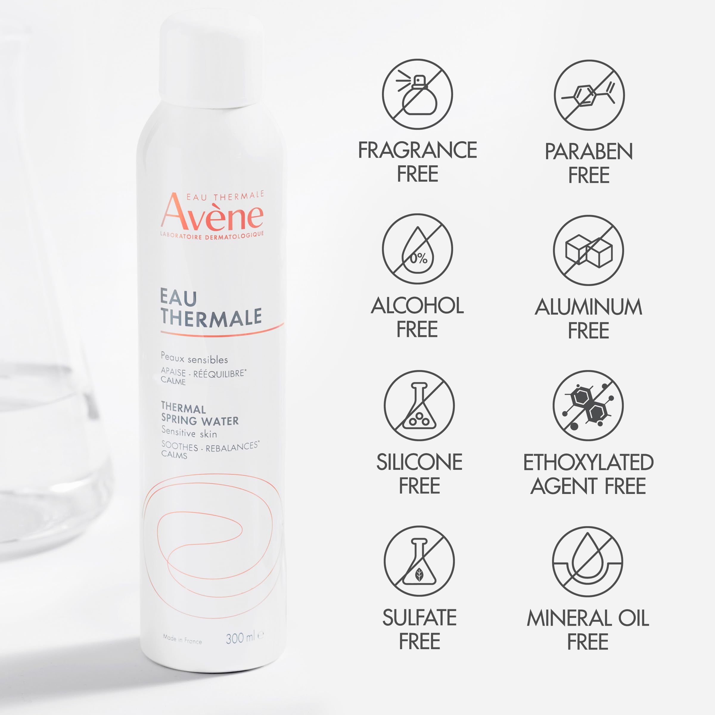 Avène spray on bathroom vanity suggesting daily soothing routine
