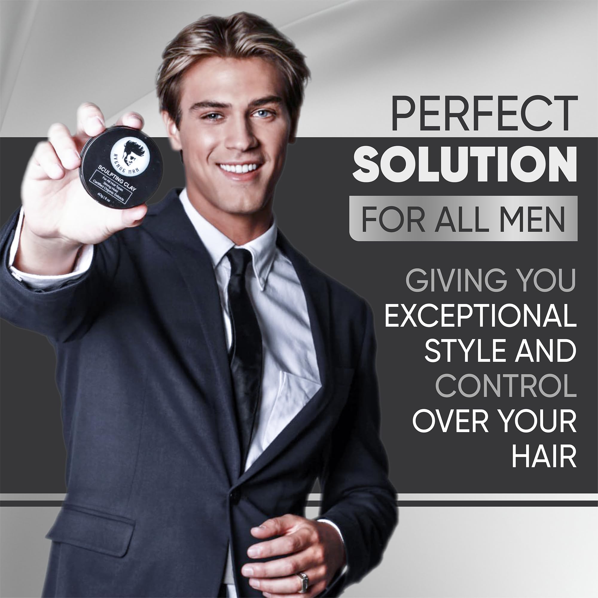 Avenue Man styled hair side view showing matte definition and volume