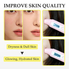 AVEYA pad soaked with serum droplet highlighting potent hydration boost