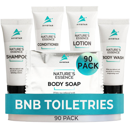 Avistar front packaging showing the full 90-piece set and easy guest access