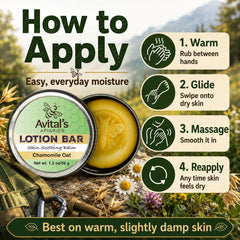 Avital's Apiaries applying bar to elbow, relieving dry patch and restoring softness